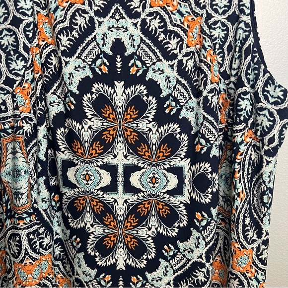 London Times Maxi Dress Front Slit Multicolor Sleeveless Size 12 Boho Beach - Picture 3 of 10